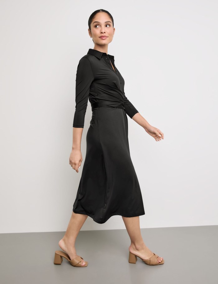 Gerry Weber Midi dress with a wrap effect Kjole Svarte | VJXV5690