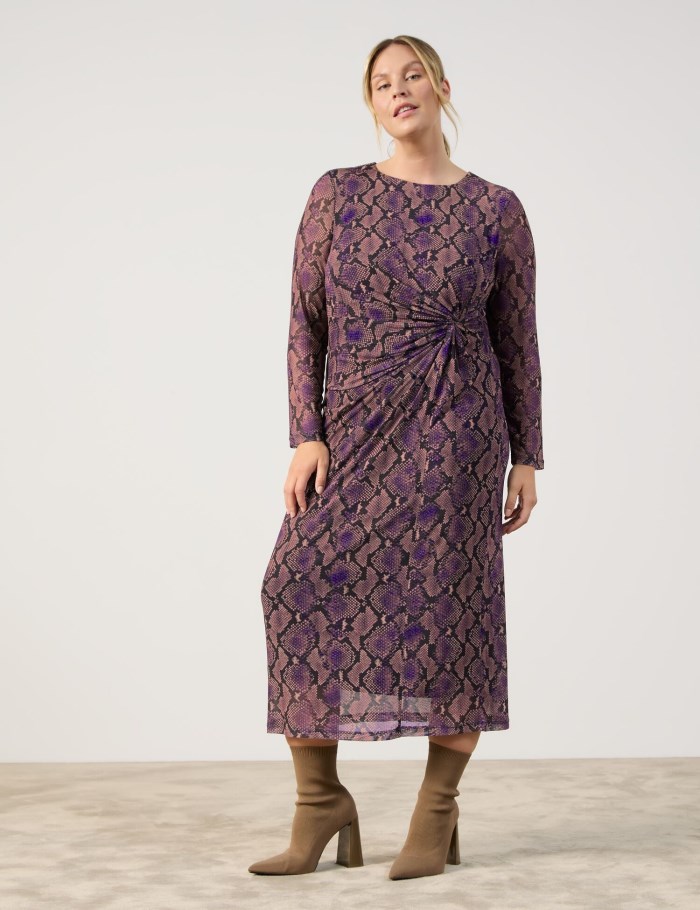 SAMOON Midi dress with side draping Kjole Lilla | QQND7784