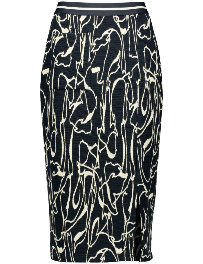 Gerry Weber Midi skirt with a jacquard pattern Skjørt Blå | VBQI9010