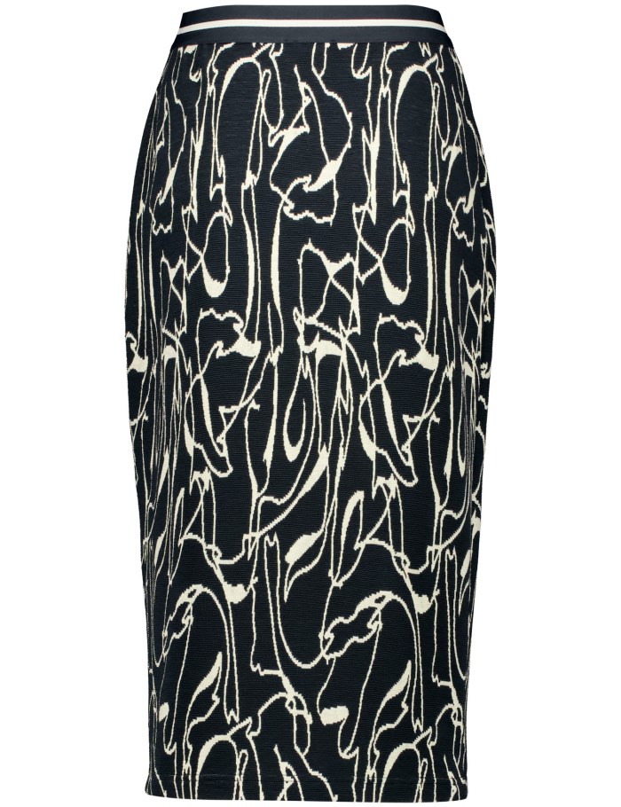 Gerry Weber Midi skirt with a jacquard pattern Skjørt Blå | VBQI9010