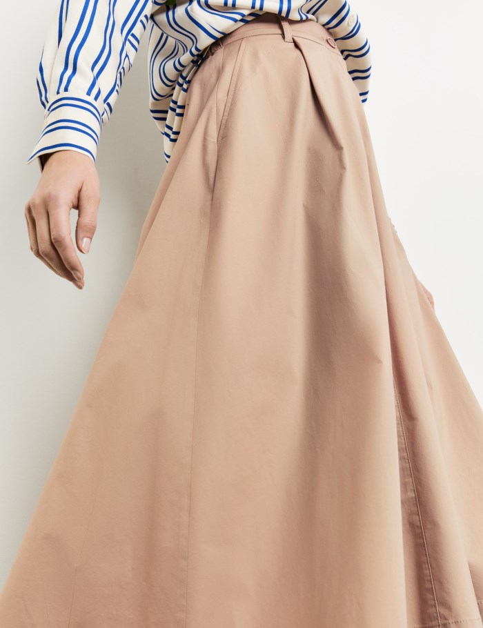 Gerry Weber Midi skirt with waist pleats Skjørt Beige | WNXR5035