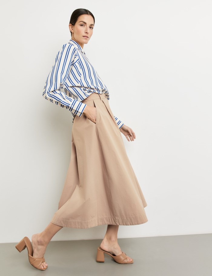 Gerry Weber Midi skirt with waist pleats Skjørt Beige | WNXR5035