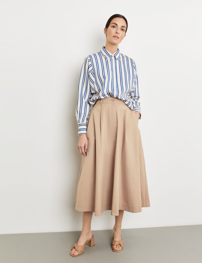 Gerry Weber Midi skirt with waist pleats Skjørt Beige | WNXR5035