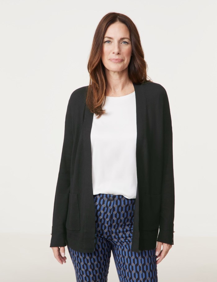 Gerry Weber Open cardigan in a fine knit Strikkevarer Svarte | QNHW8499