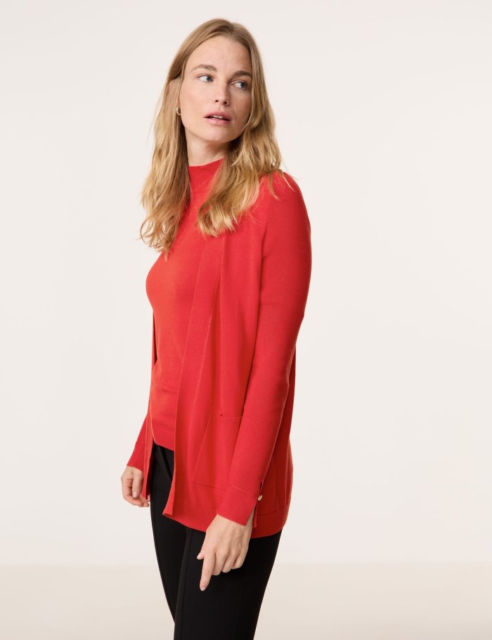 Gerry Weber Open cardigan in a fine knit Strikkevarer Rød | UTAU0230