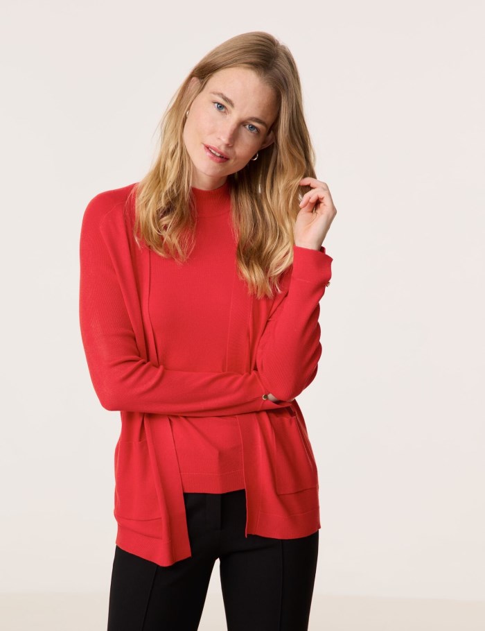 Gerry Weber Open cardigan in a fine knit Strikkevarer Rød | UTAU0230