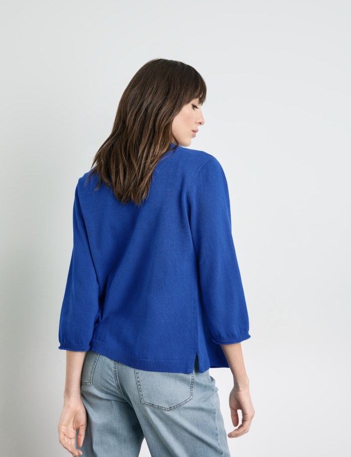 TAIFU Open cardigan in a lightweight summer knit Strikkevarer Blå | YZEZ2941