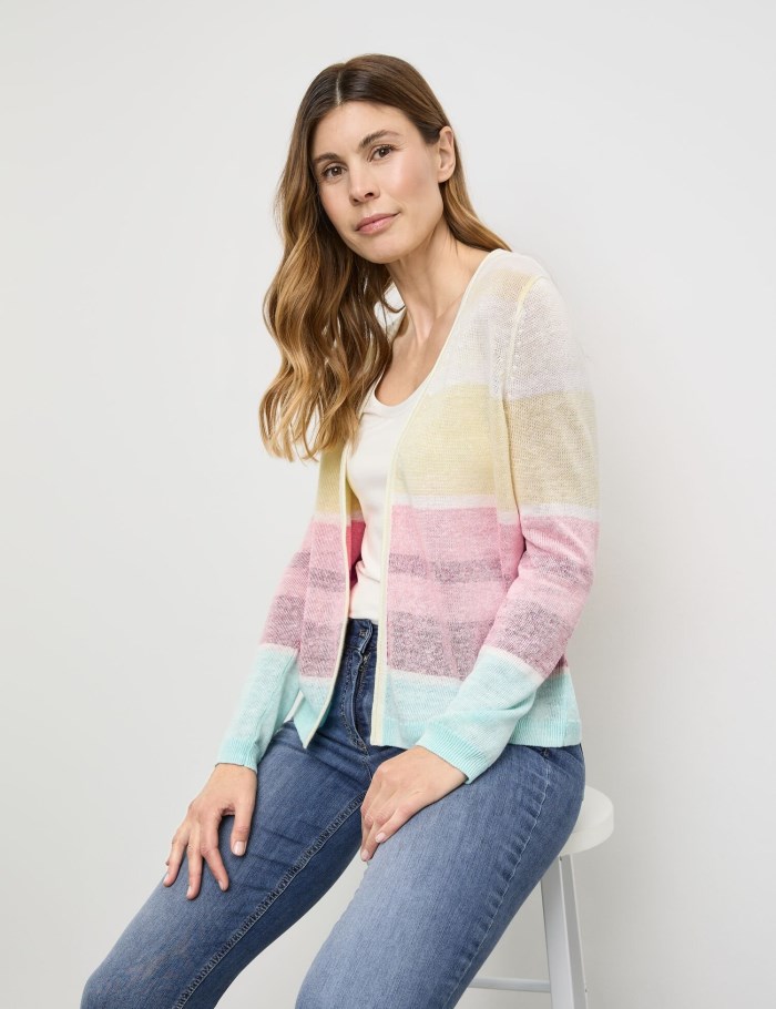 Gerry Weber Open cardigan with colour blocking Strikkevarer Multicolor | YDML9307