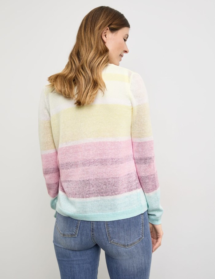 Gerry Weber Open cardigan with colour blocking Strikkevarer Multicolor | YDML9307