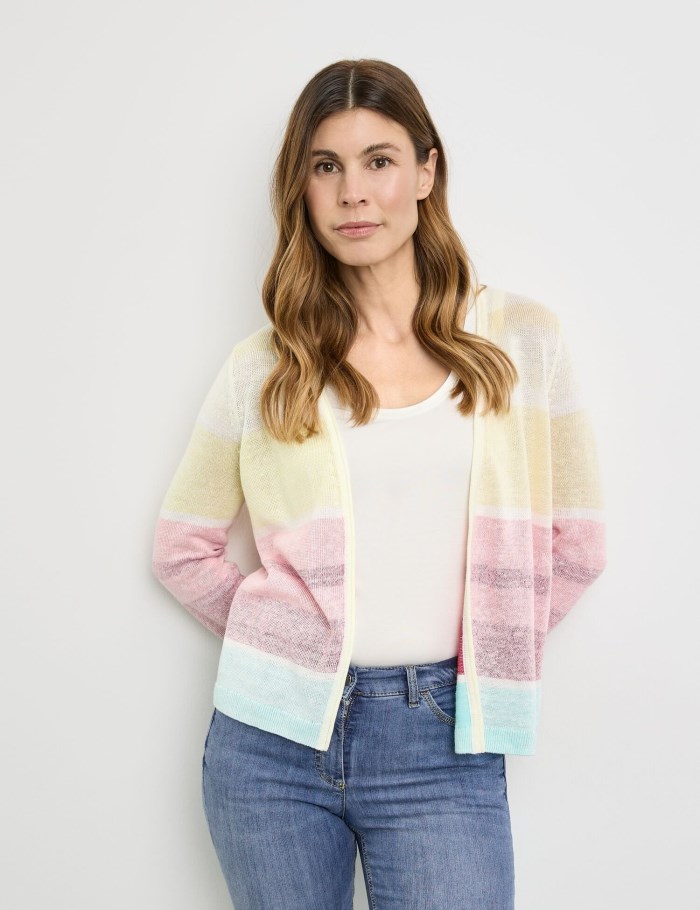 Gerry Weber Open cardigan with colour blocking Strikkevarer Multicolor | YDML9307