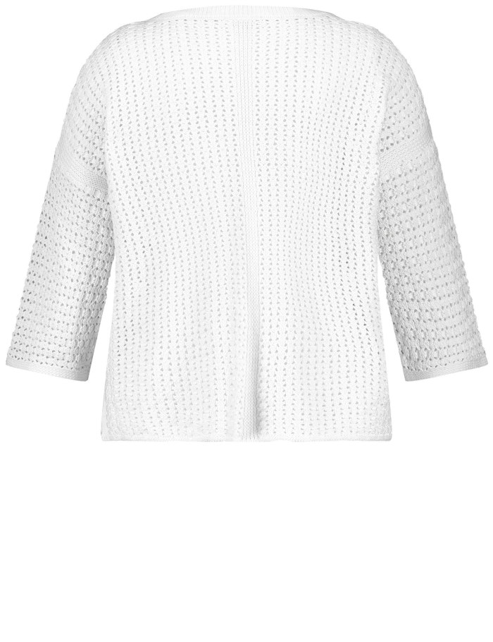 SAMOON Openwork jumper with 3/4-length sleeves Strikkevarer Hvite | RSNC8290