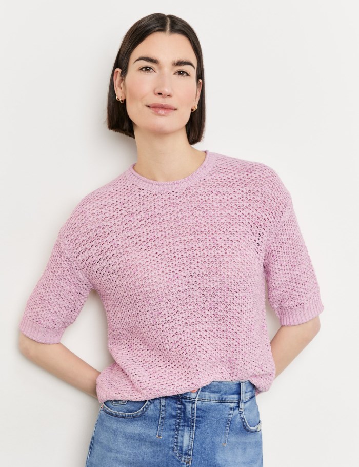 Gerry Weber Openwork jumper with mid-length sleeves Strikkevarer Rosa | AXCO8485