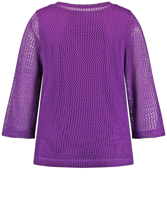 SAMOON Openwork knit pullover with 3/4-length sleeves Strikkevarer Lilla | BIUM9917