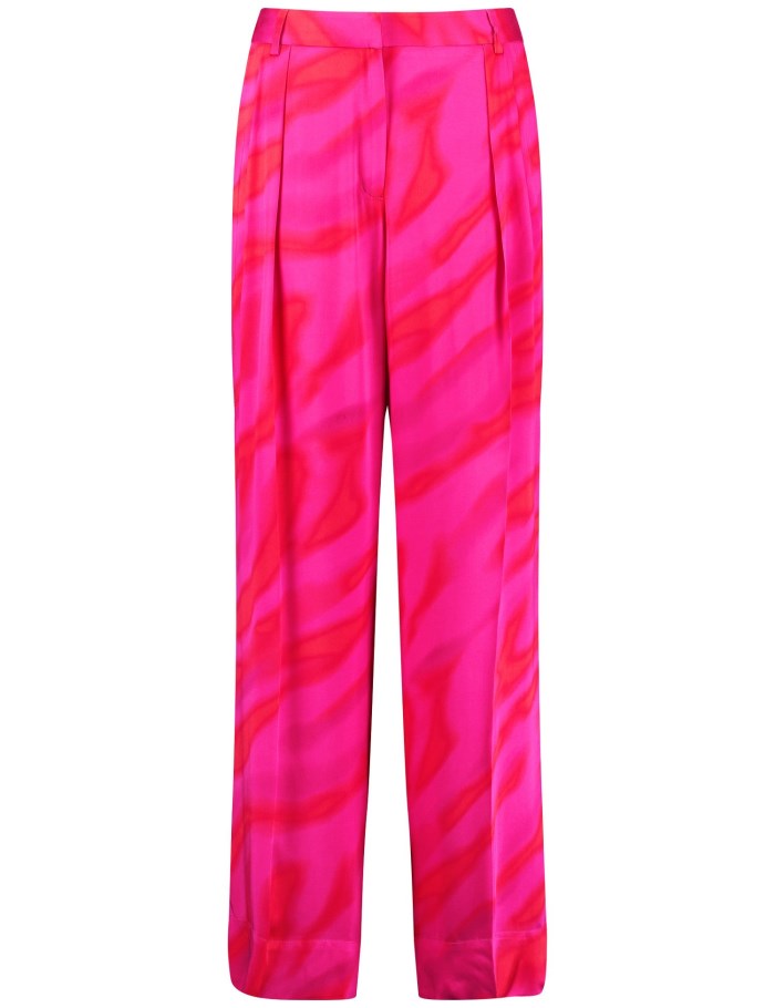 TAIFU Palazzo trousers made of elegant satin Bukser Rosa | AJQC6269