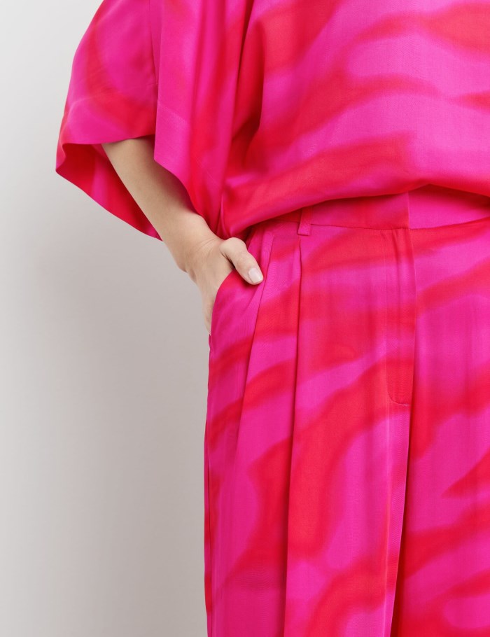 TAIFU Palazzo trousers made of elegant satin Bukser Rosa | AJQC6269