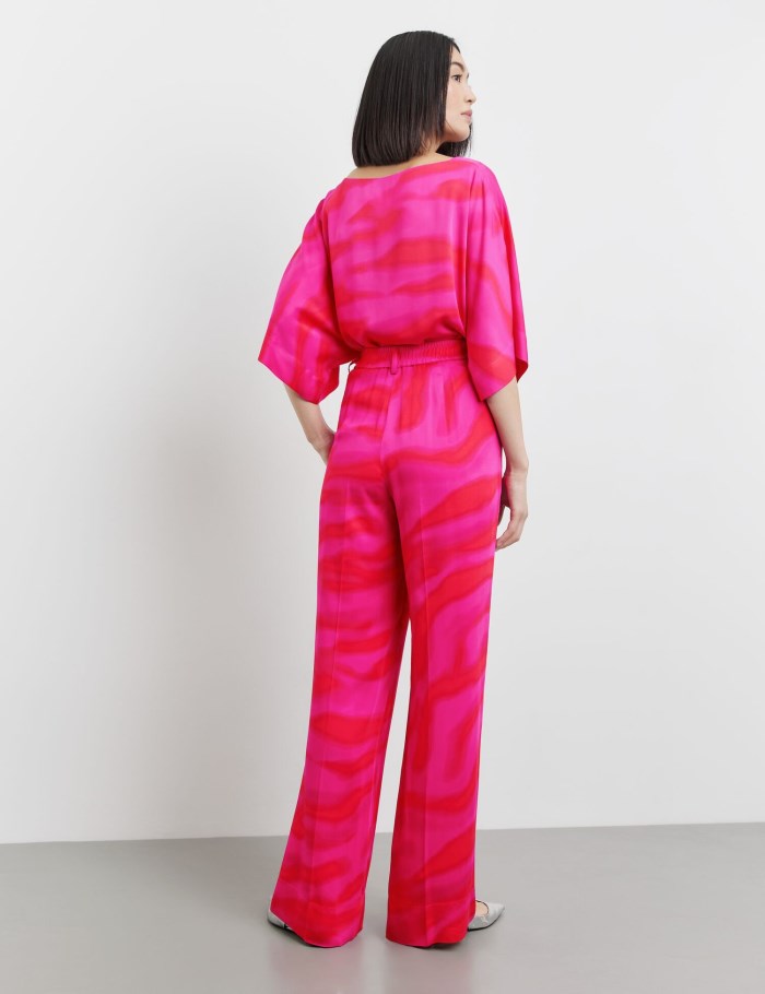 TAIFU Palazzo trousers made of elegant satin Bukser Rosa | AJQC6269