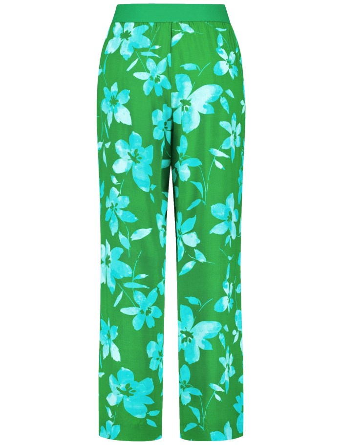 SAMOON Palazzo trousers with a floral print Bukser Grønn | XKSJ0524