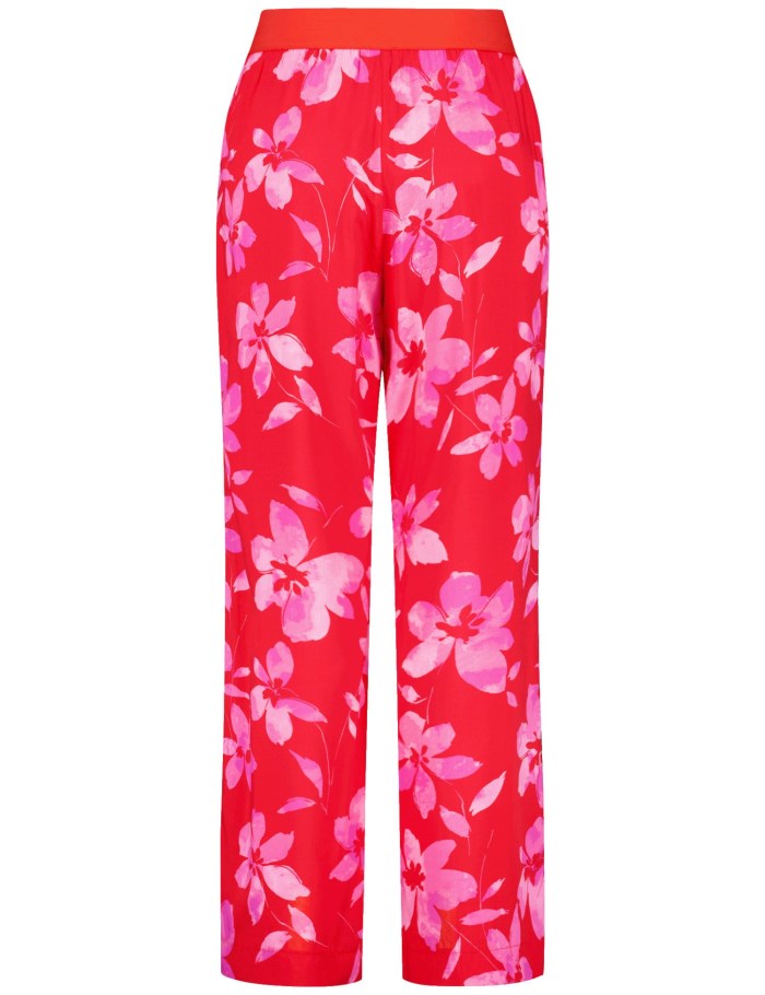 SAMOON Palazzo trousers with a floral print Bukser Rød | XVGO8016