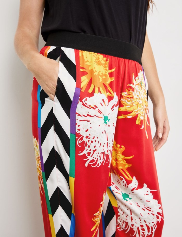 SAMOON Palazzo trousers with a mixed pattern, Carlotta Bukser Rød | JTGS3116