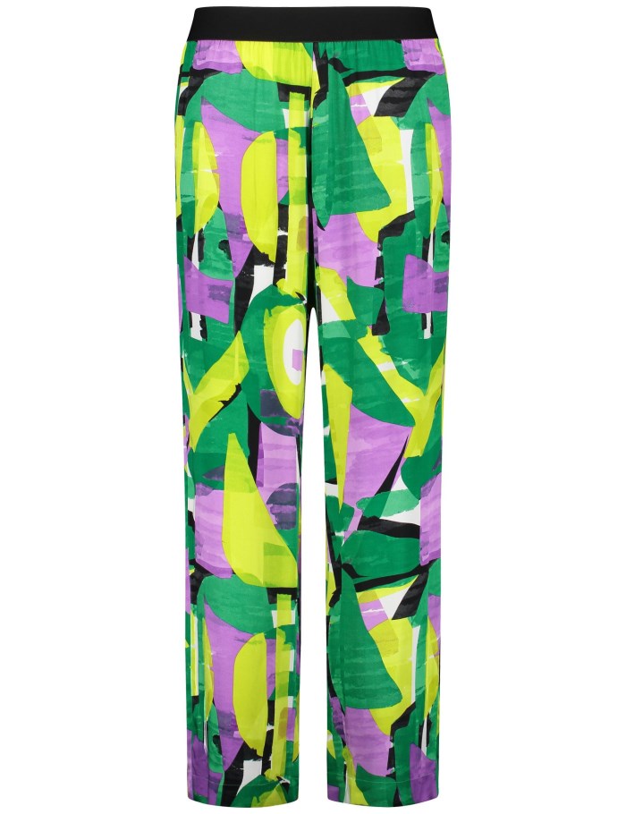 SAMOON Palazzo trousers with an all-over print, Carlotta Bukser Grønn | GXJC6831