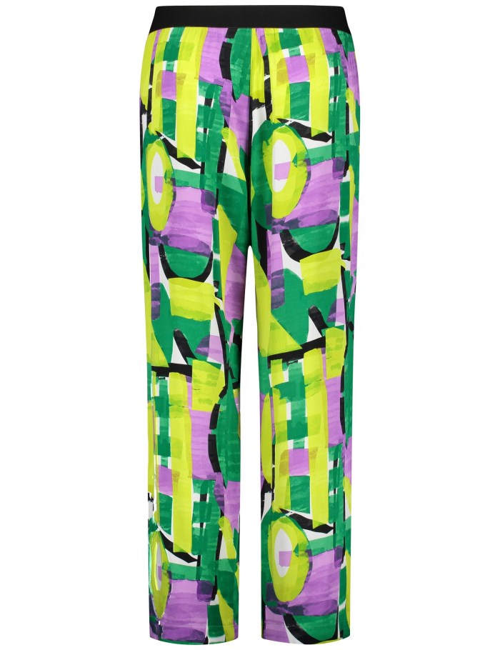 SAMOON Palazzo trousers with an all-over print, Carlotta Bukser Grønn | GXJC6831