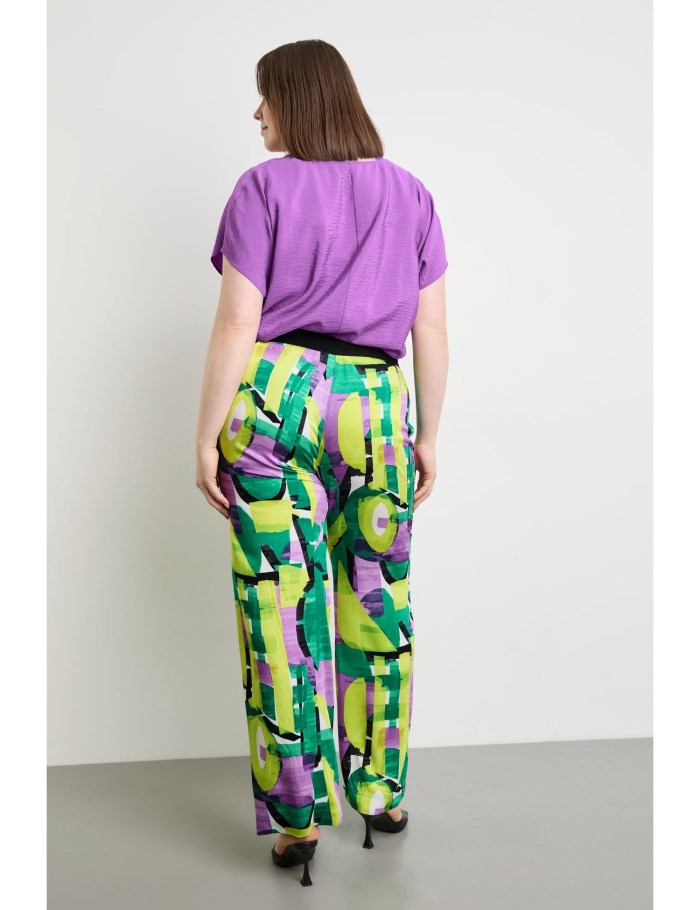 SAMOON Palazzo trousers with an all-over print, Carlotta Bukser Grønn | GXJC6831