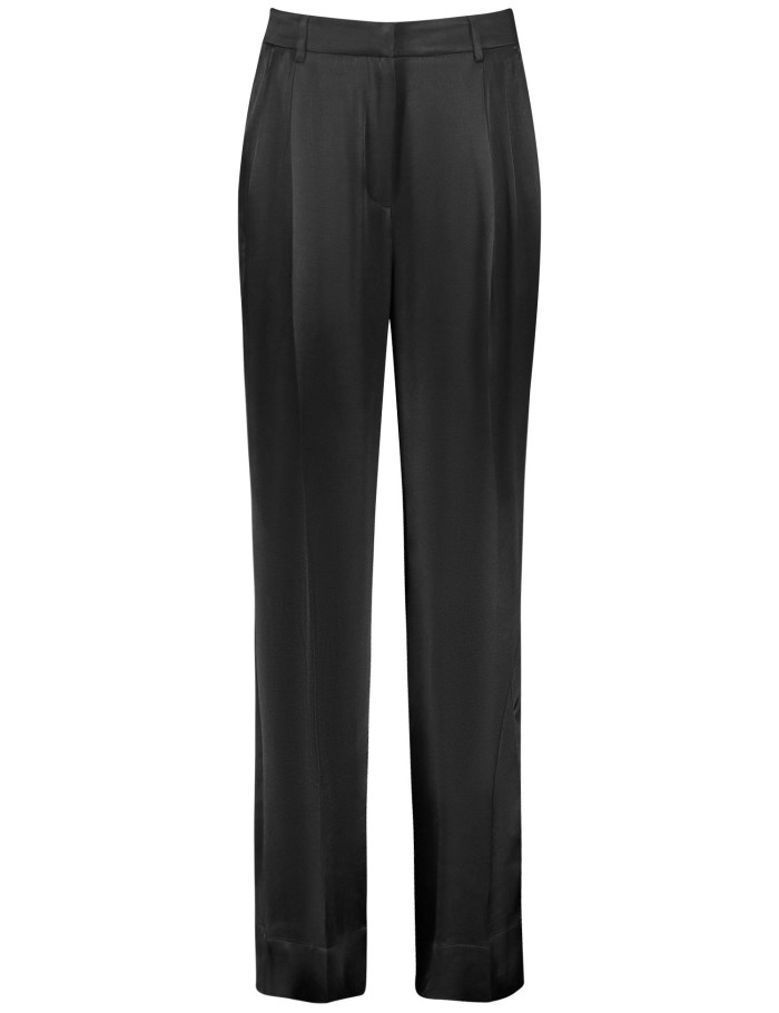 TAIFU Palazzo wide-leg satin trousers Bukser Svarte | FRLC2417