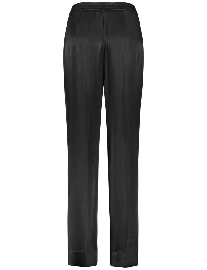 TAIFU Palazzo wide-leg satin trousers Bukser Svarte | FRLC2417