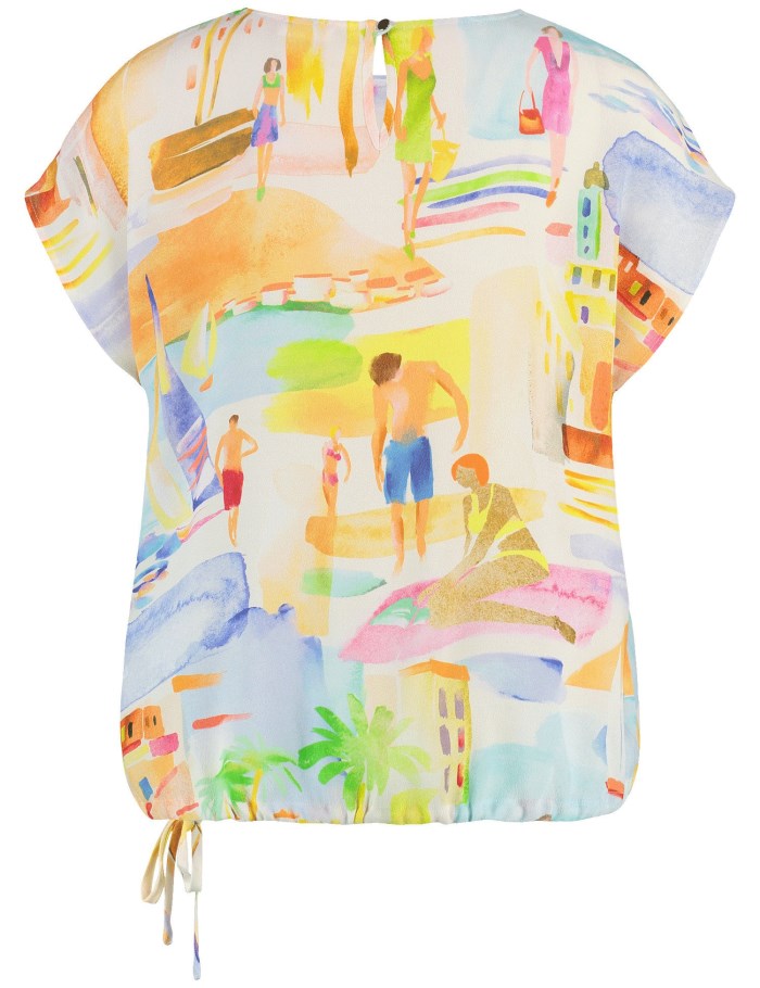 Gerry Weber Patterned blouse top with a drawstring Bluse Multicolor | JCFR5181