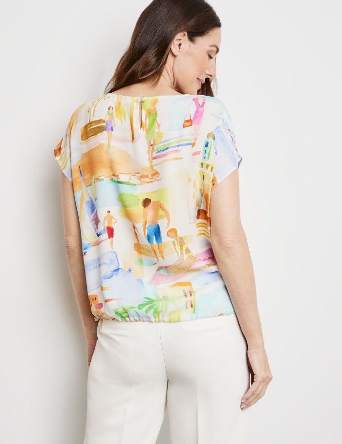 Gerry Weber Patterned blouse top with a drawstring Bluse Multicolor | JCFR5181