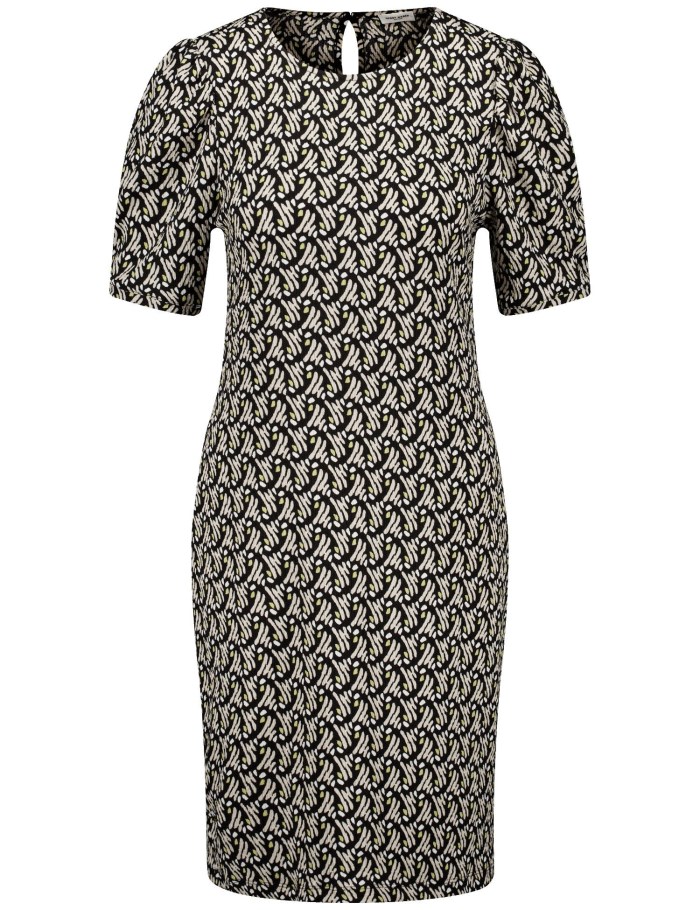 Gerry Weber Patterned jersey dress with puff sleeves Kjole Svarte | MSGO3653