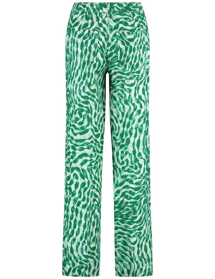 Gerry Weber Patterned linen trousers with pressed pleats Bukser Grønn | VNRB2134