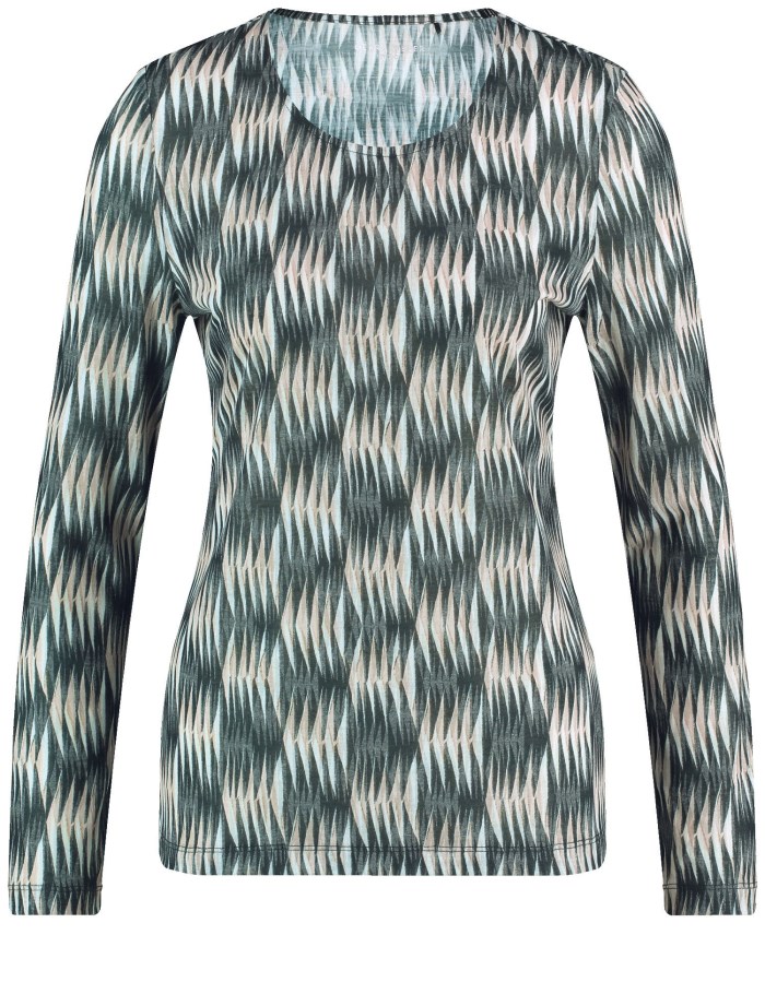 Gerry Weber Patterned long sleeve top with burnout fabric T-skjorte Svarte | ASQQ3139