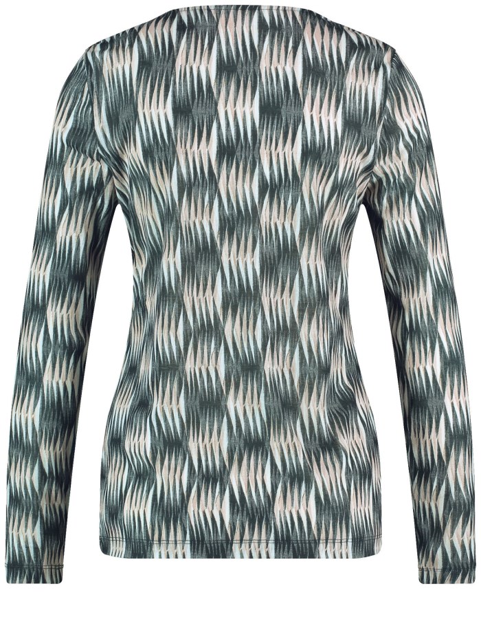 Gerry Weber Patterned long sleeve top with burnout fabric T-skjorte Svarte | ASQQ3139