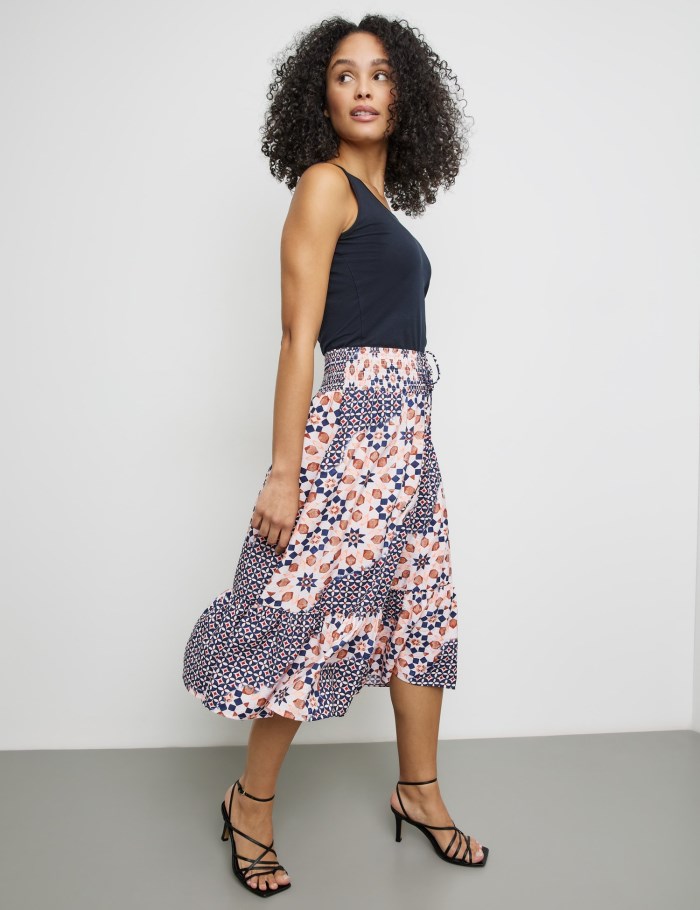 Gerry Weber Patterned midi skirt with a stretch waistband Skjørt Multicolor | ALYA5440