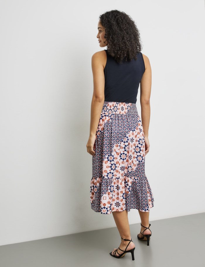 Gerry Weber Patterned midi skirt with a stretch waistband Skjørt Multicolor | ALYA5440