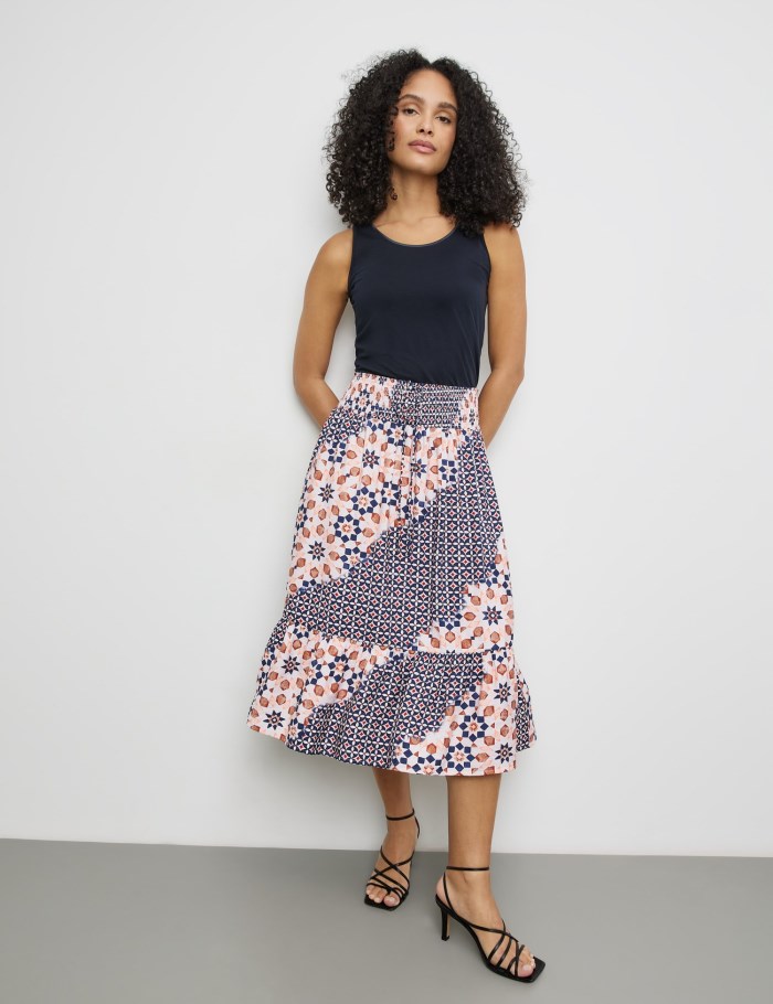 Gerry Weber Patterned midi skirt with a stretch waistband Skjørt Multicolor | ALYA5440