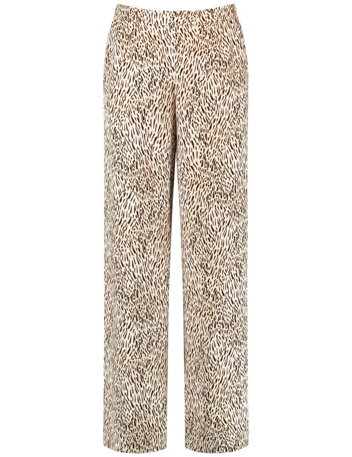 Gerry Weber Patterned pull-on trousers Bukser Beige | NJFE4598