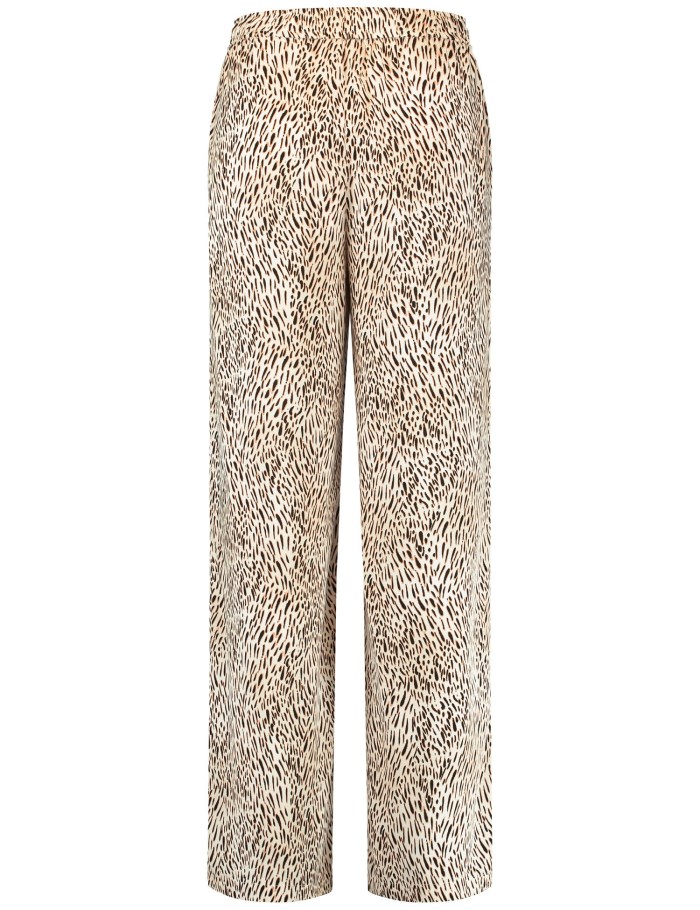 Gerry Weber Patterned pull-on trousers Bukser Beige | NJFE4598