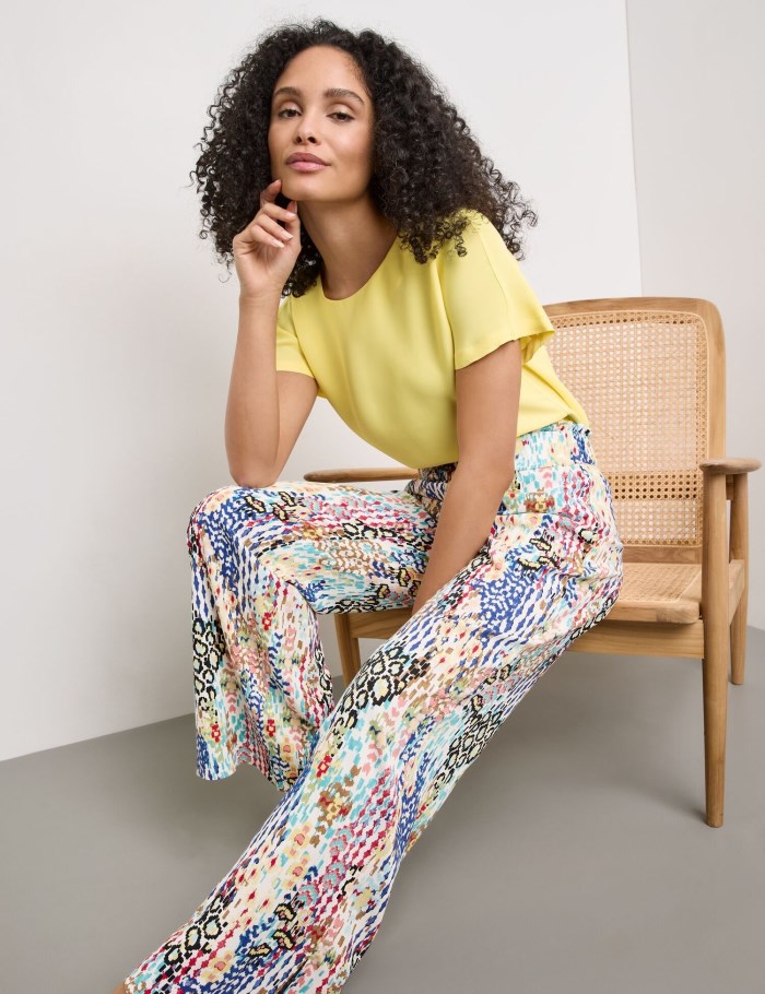 Gerry Weber Patterned pull-on trousers MIR꞉JA WIDE LEG Bukser Multicolor | RMVY3356