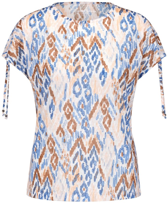 Gerry Weber Patterned short sleeve top with gathers T-skjorte Multicolor | QETZ8597