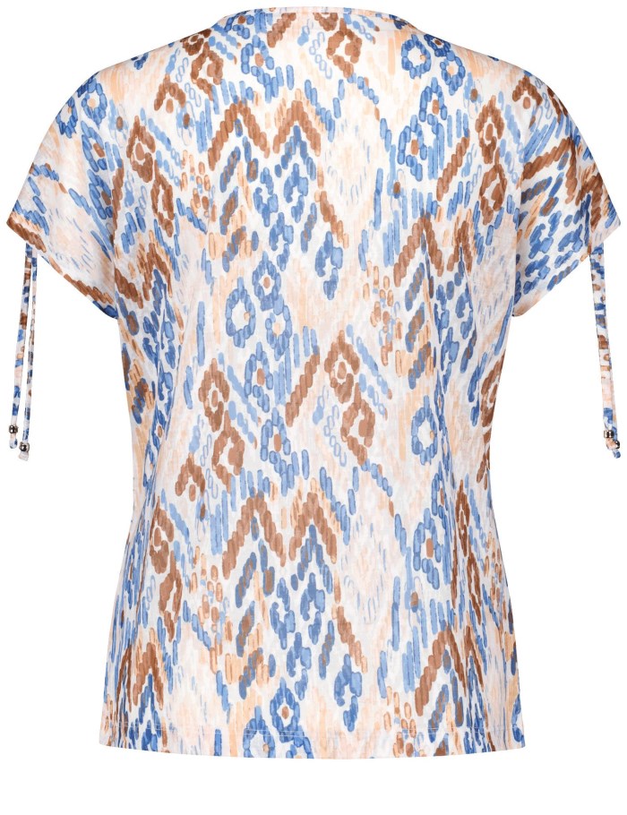 Gerry Weber Patterned short sleeve top with gathers T-skjorte Multicolor | QETZ8597