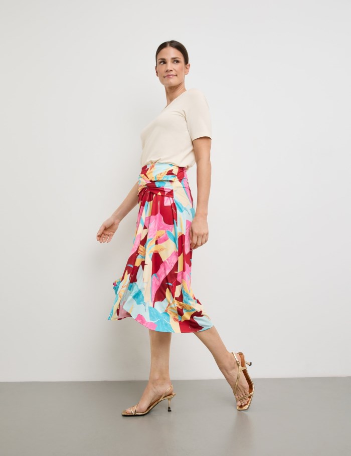 Gerry Weber Patterned skirt with a tie detail Skjørt Multicolor | ARKQ1469