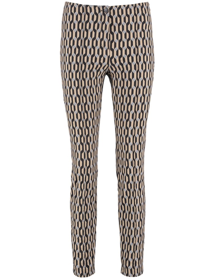 Gerry Weber Patterned stretch trousers Bukser Brune | FALJ0322