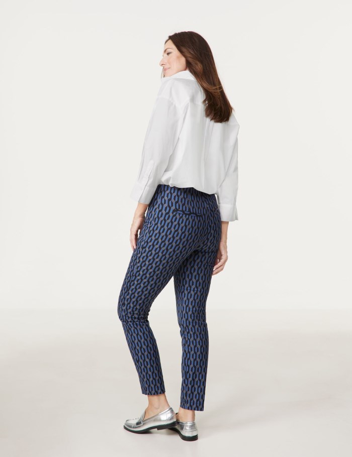 Gerry Weber Patterned stretch trousers Bukser Blå | QFKU8123