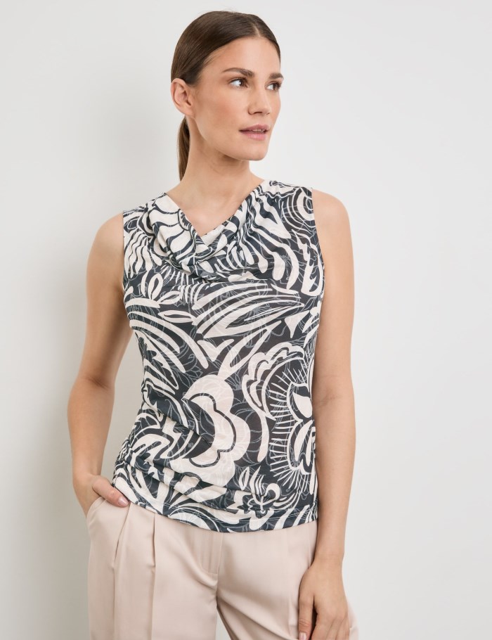 Gerry Weber Patterned top with a cowl neckline T-skjorte Svarte | RYML2581