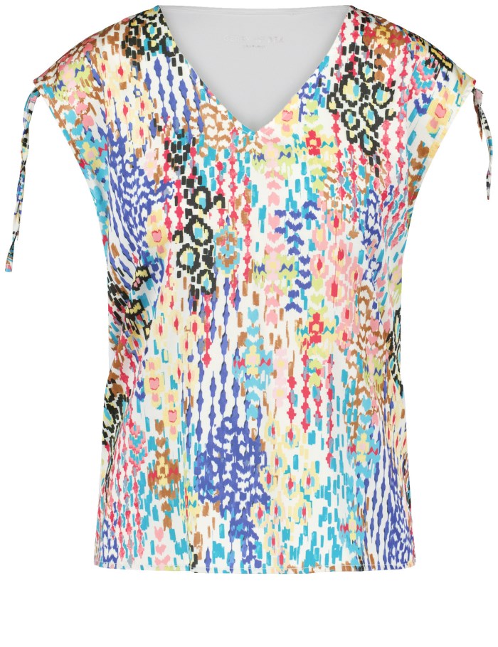 Gerry Weber Patterned top with gathers T-skjorte Multicolor | QTXB5787