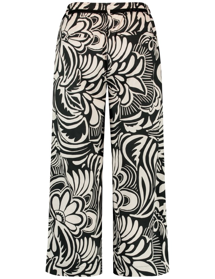 Gerry Weber Patterned trousers with a cord tie Bukser Svarte | WDEE9372