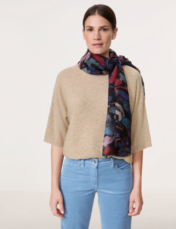 Gerry Weber Pleated scarf with a floral pattern Skjerf Multicolor | ZNGQ1082