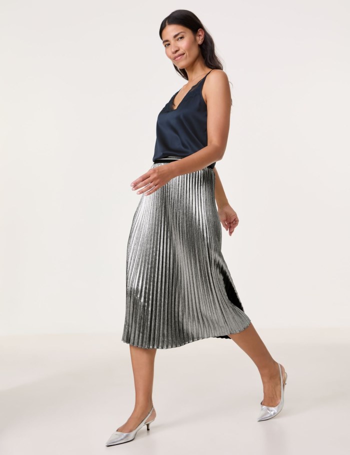 Gerry Weber Pleated skirt with a shiny finish Skjørt Grønn | JVGK8532